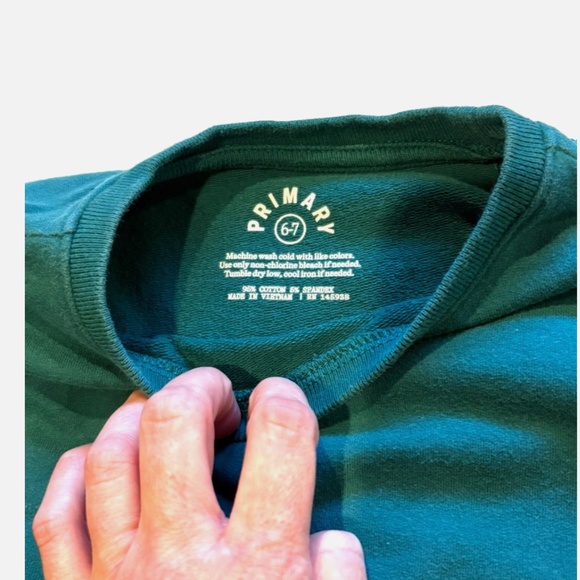 Primary kids tunic sweatshirt size 6-7, sunwashed teal - Picture 3 of 6